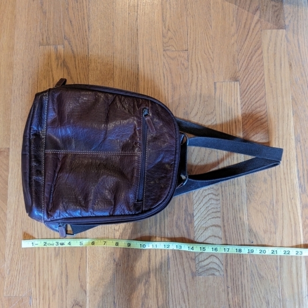 Jack Georges Convertible Voyager Backpack/Crossbody Dark Brown Leather Bag - Picture 6 of 7
